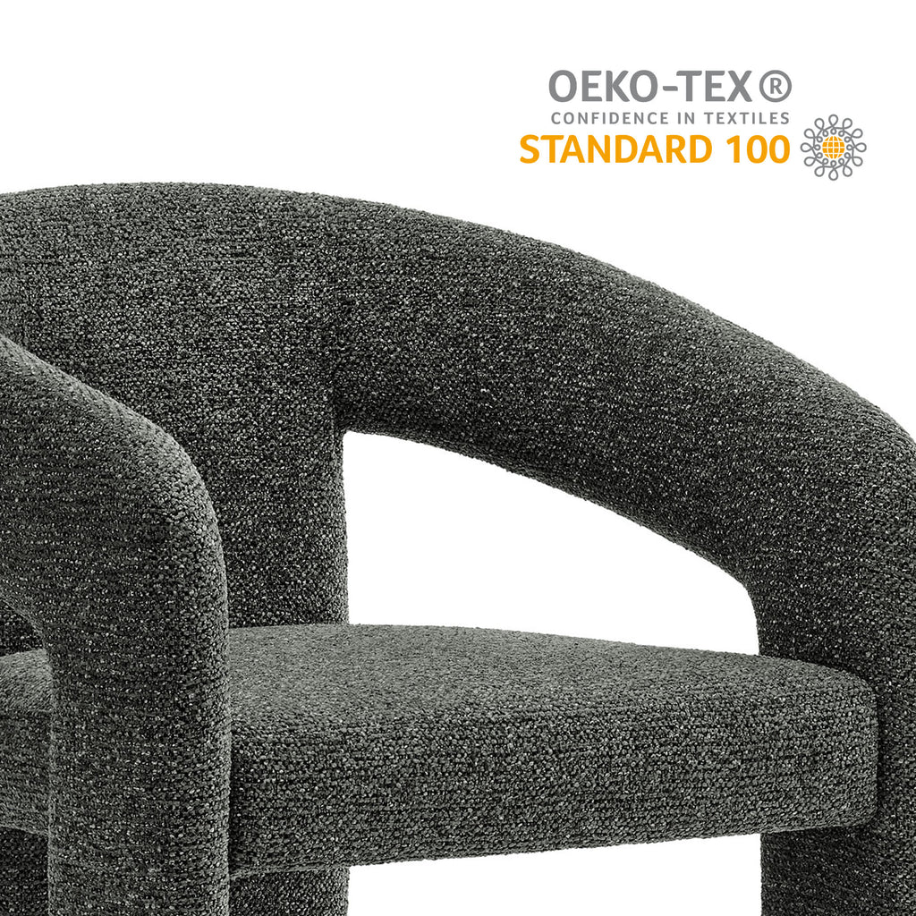 Oslo Barrel Fabric Upholstered Dining Accent Chair - Anthracite
