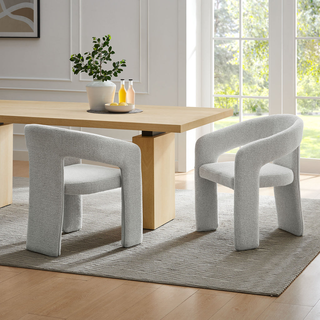 Oslo Barrel Fabric Upholstered Dining Accent Chair - Dove Gray