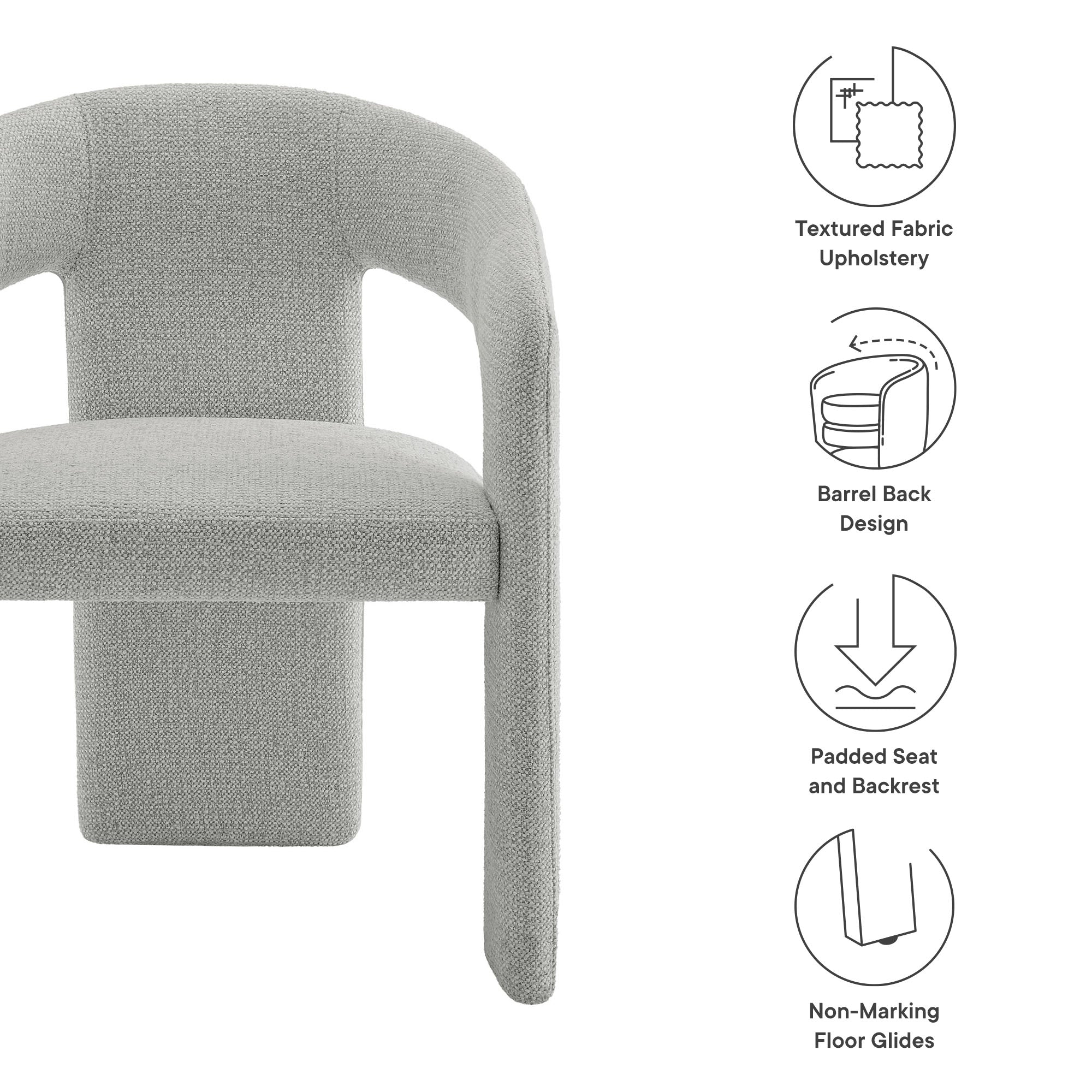 Oslo Barrel Fabric Upholstered Dining Accent Chair - Dove Gray