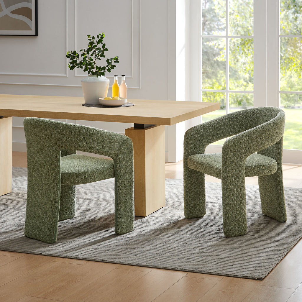Oslo Barrel Fabric Upholstered Dining Accent Chair - Leaf