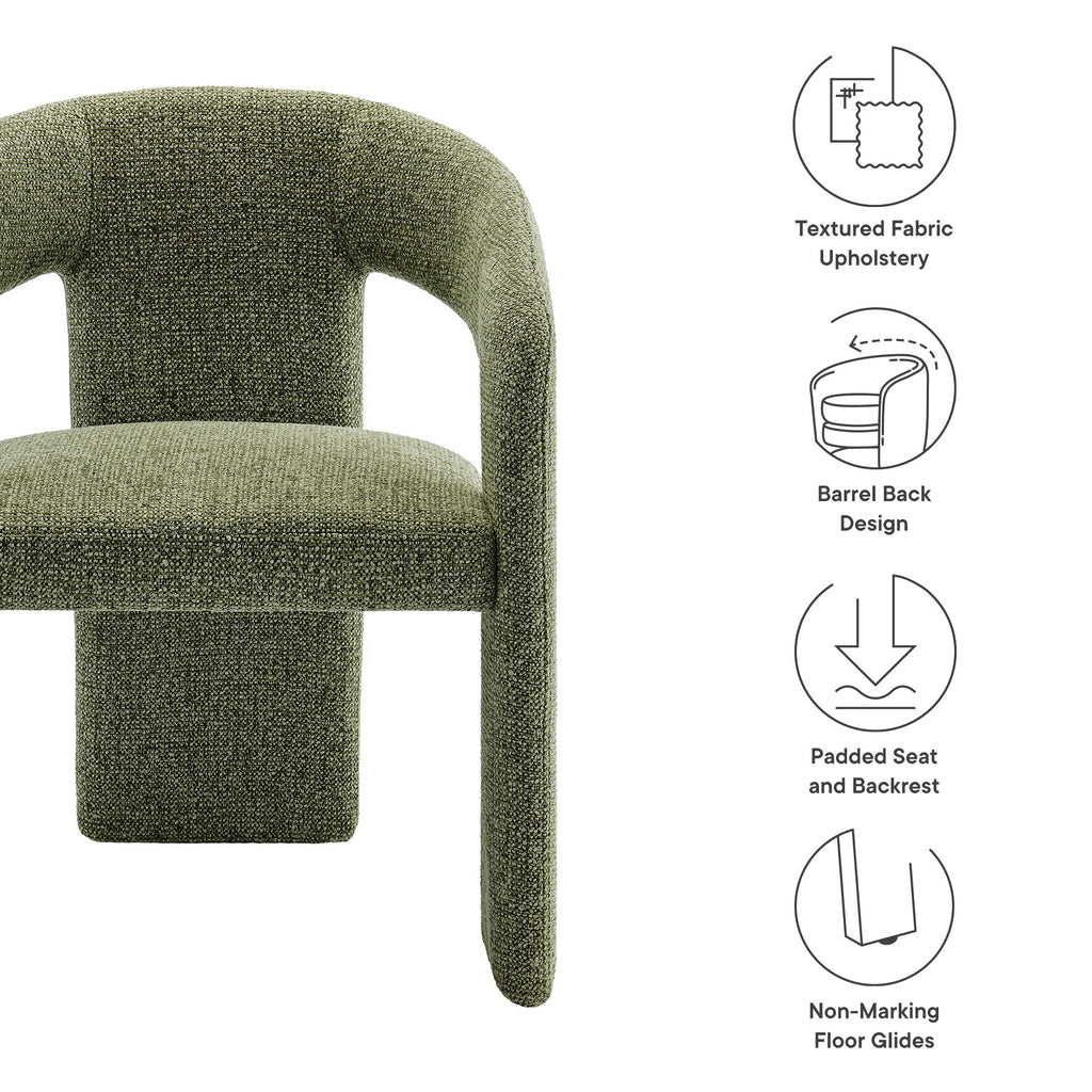 Oslo Barrel Fabric Upholstered Dining Accent Chair - Leaf