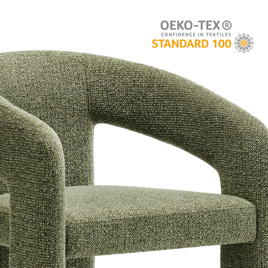 Oslo Barrel Fabric Upholstered Dining Accent Chair - Leaf