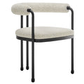 Turin Curved Back Boucle and Metal Dining Accent Chair - Black Pearl