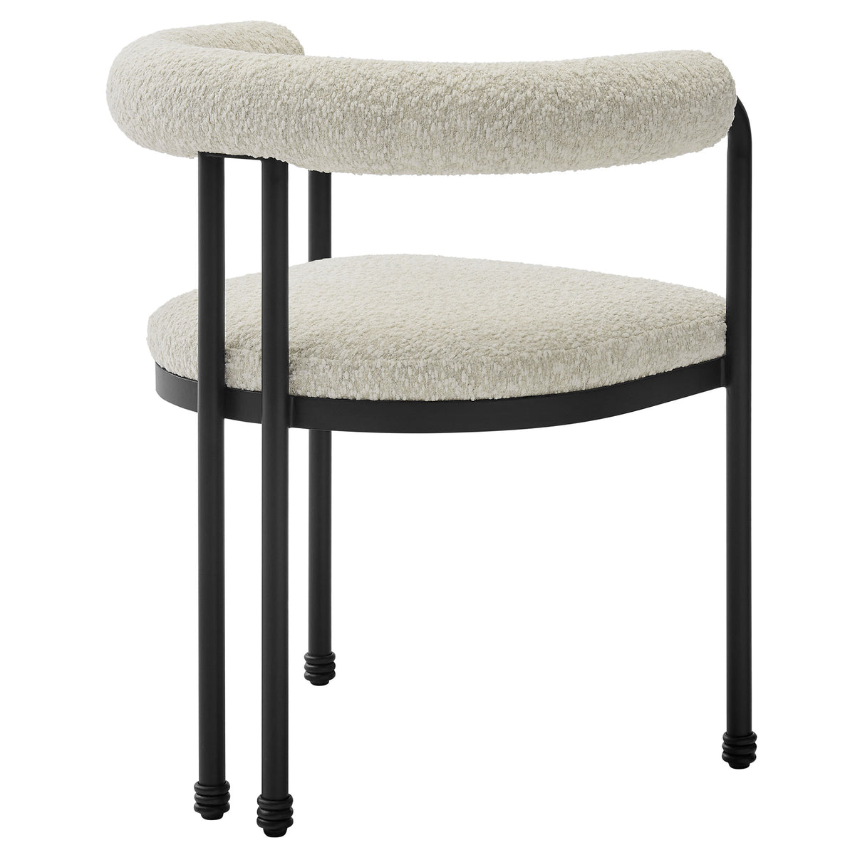 Turin Curved Back Boucle and Metal Dining Accent Chair - Black Pearl