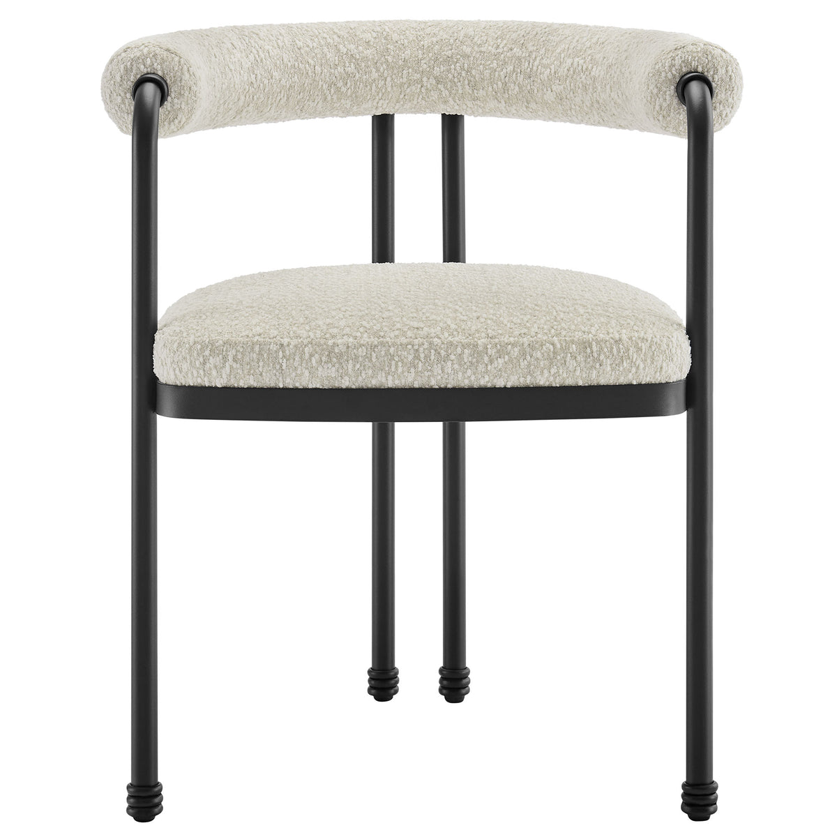Turin Curved Back Boucle and Metal Dining Accent Chair - Black Pearl