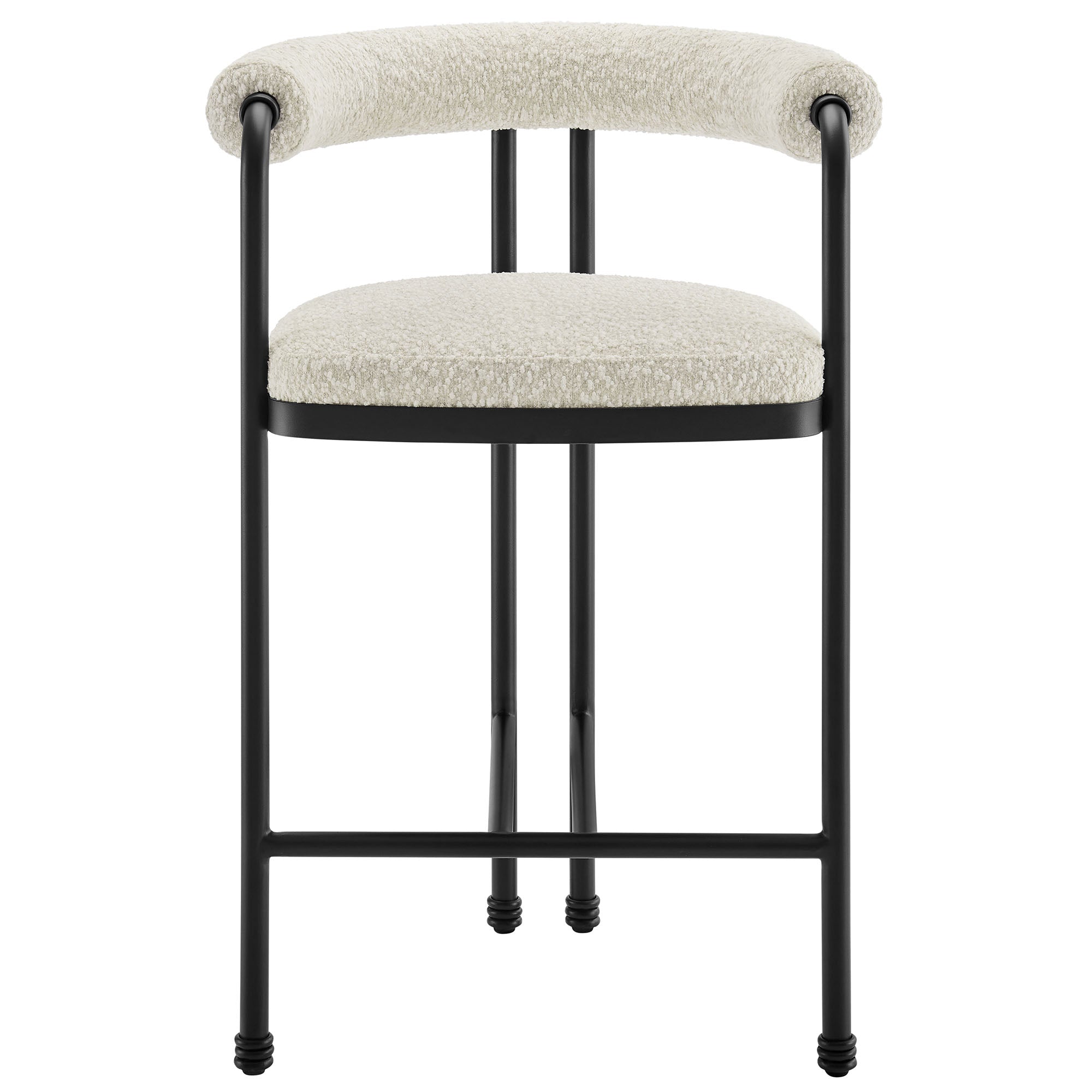 Turin Curved Back Boucle and Metal Counter Stool - Black Pearl