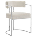 Huron Curved Back Fabric and Metal Dining Accent Chair - Silver Cream
