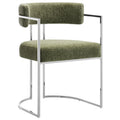 Huron Curved Back Fabric and Metal Dining Accent Chair - Silver Leaf