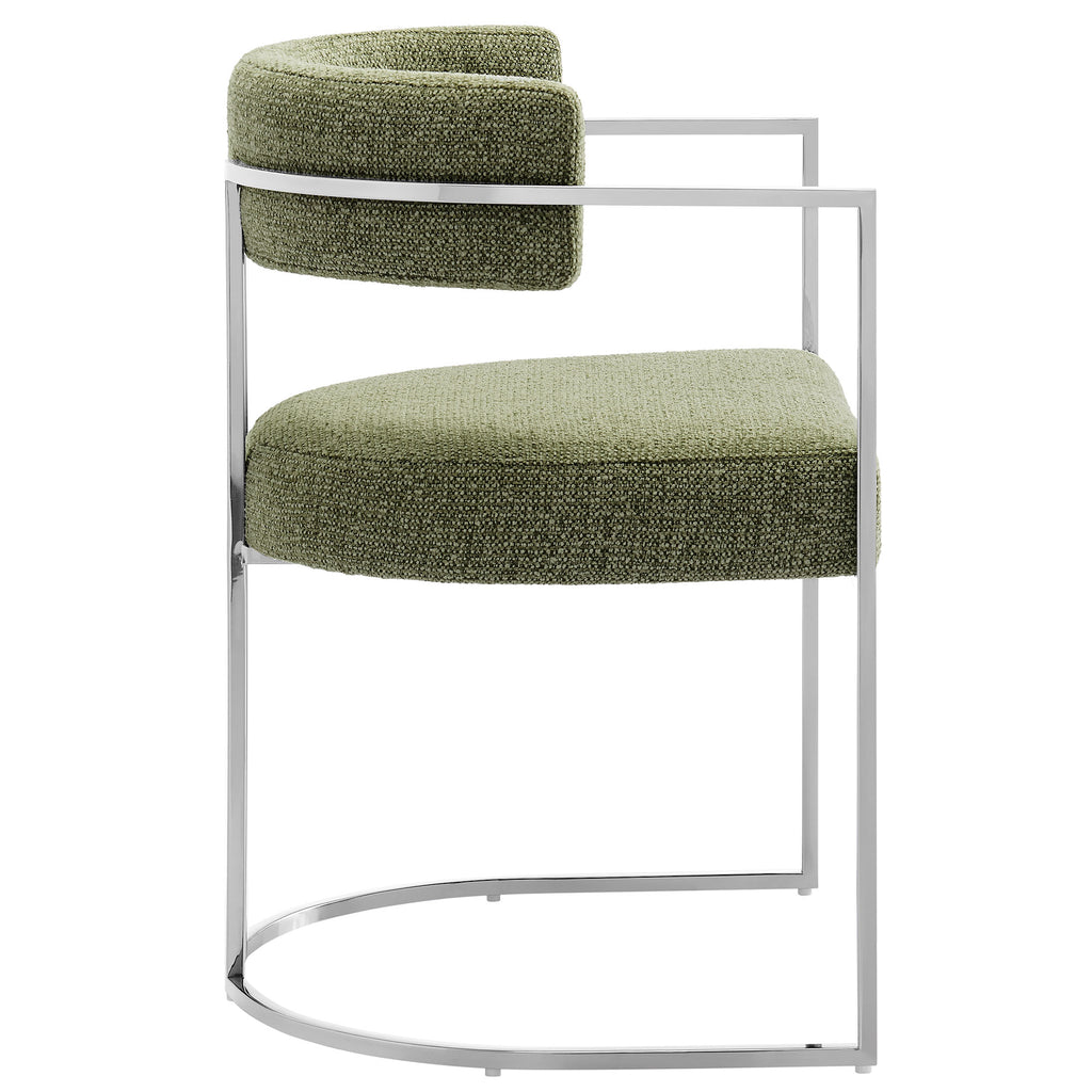 Huron Curved Back Fabric and Metal Dining Accent Chair - Silver Leaf