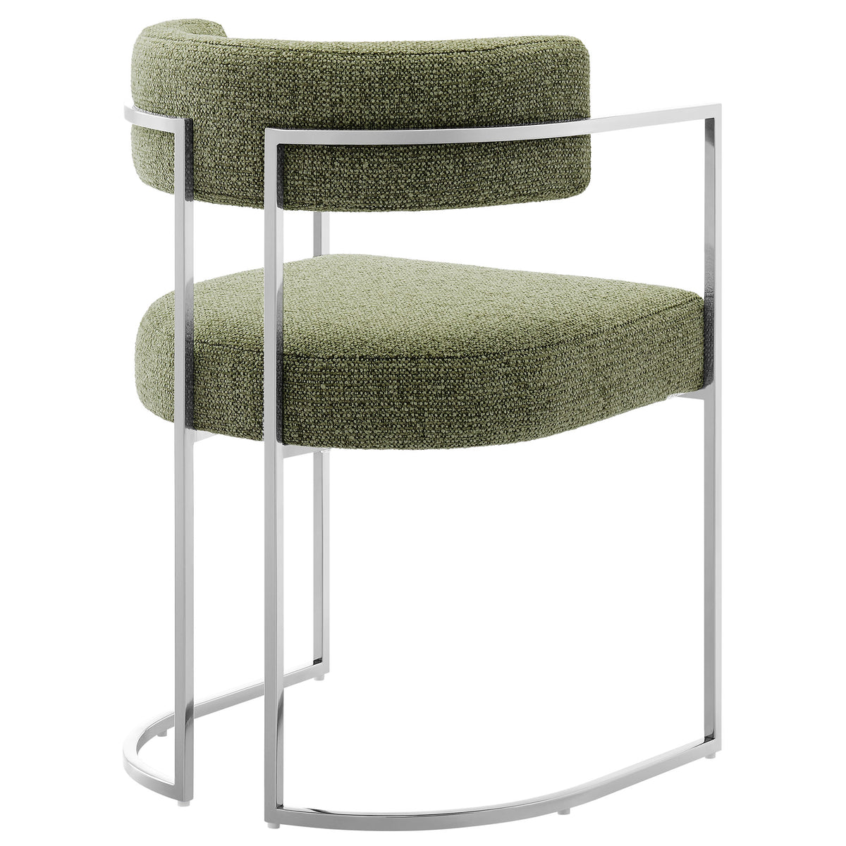 Huron Curved Back Fabric and Metal Dining Accent Chair - Silver Leaf