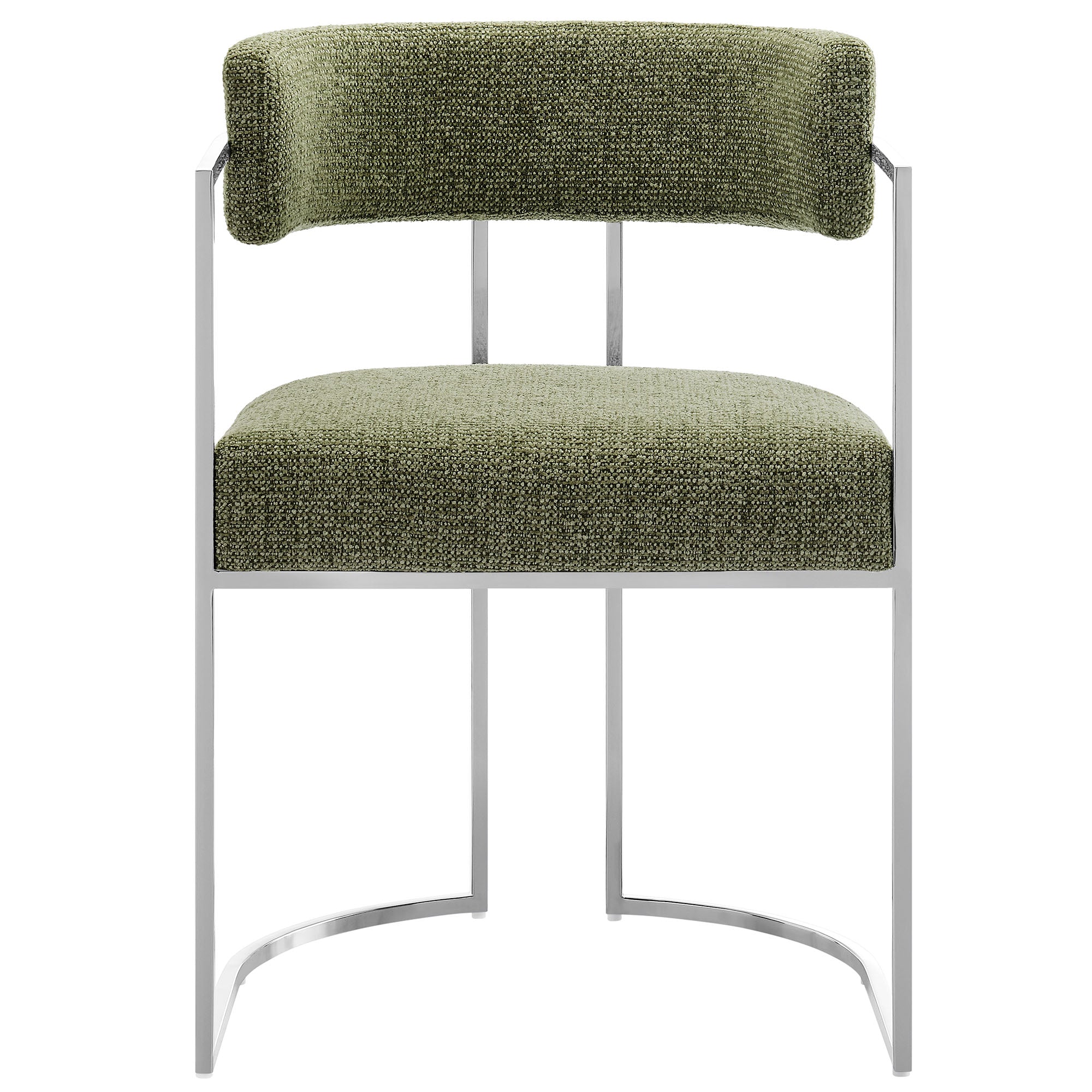 Huron Curved Back Fabric and Metal Dining Accent Chair - Silver Leaf
