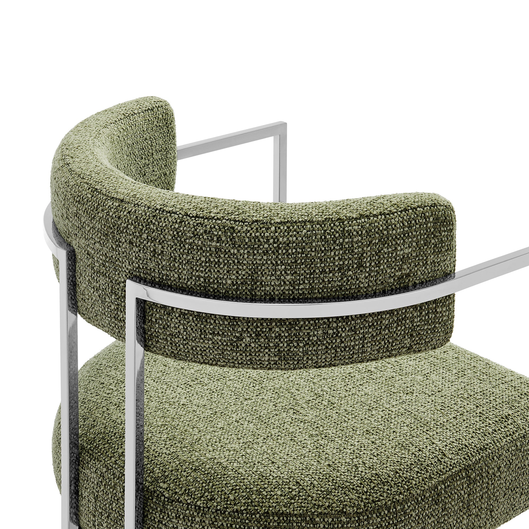 Huron Curved Back Fabric and Metal Dining Accent Chair - Silver Leaf