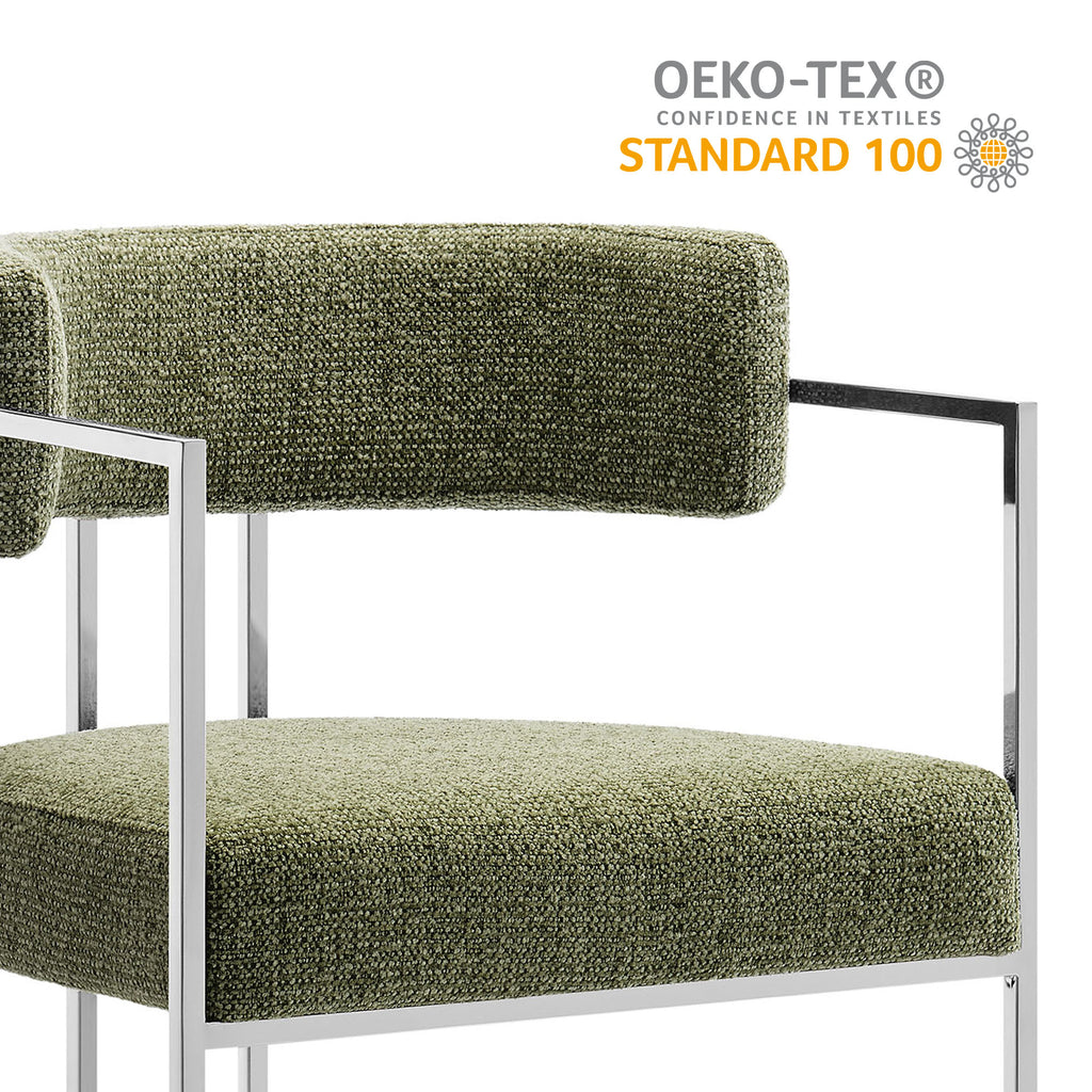 Huron Curved Back Fabric and Metal Dining Accent Chair - Silver Leaf