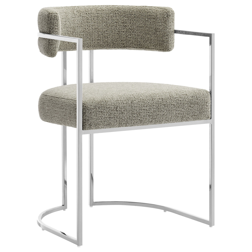 Huron Curved Back Fabric and Metal Dining Accent Chair - Silver Wheat