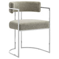 Huron Curved Back Fabric and Metal Dining Accent Chair - Silver Wheat