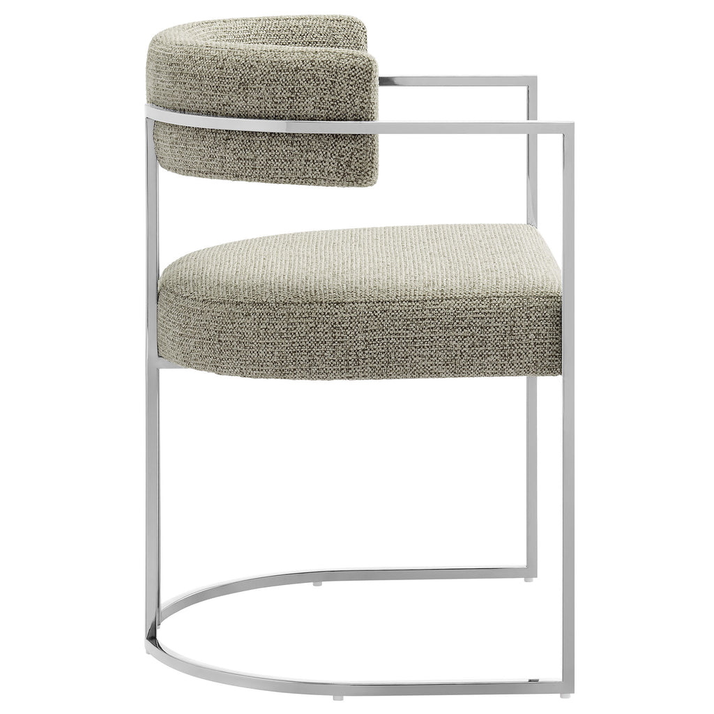 Huron Curved Back Fabric and Metal Dining Accent Chair - Silver Wheat