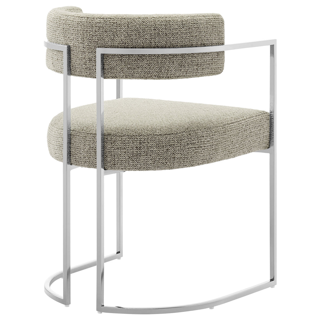 Huron Curved Back Fabric and Metal Dining Accent Chair - Silver Wheat