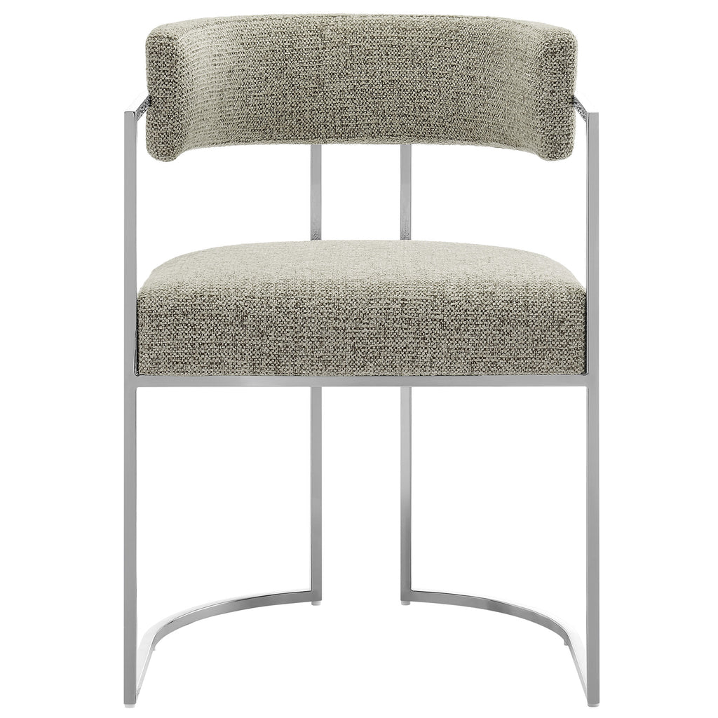 Huron Curved Back Fabric and Metal Dining Accent Chair - Silver Wheat
