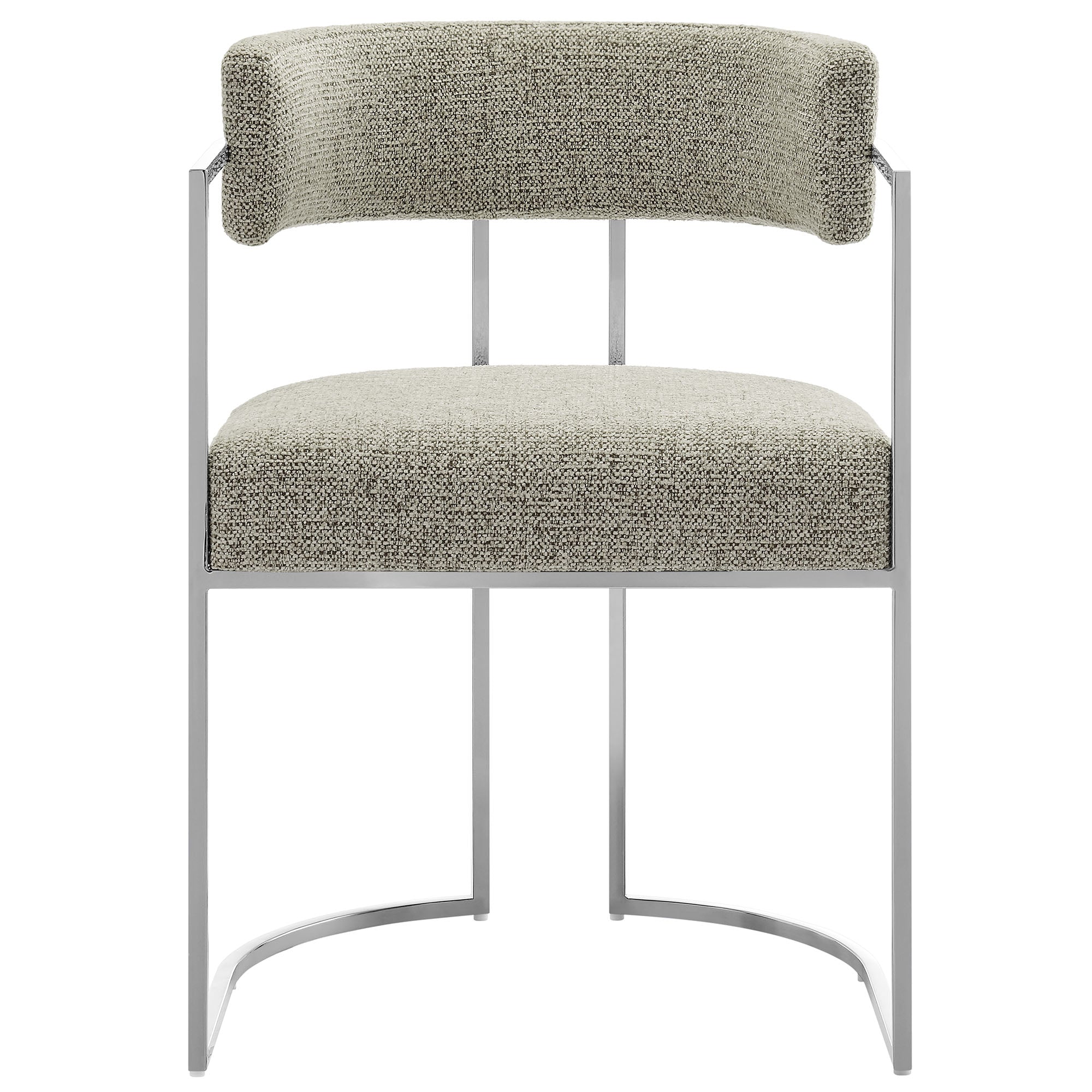 Huron Curved Back Fabric and Metal Dining Accent Chair - Silver Wheat