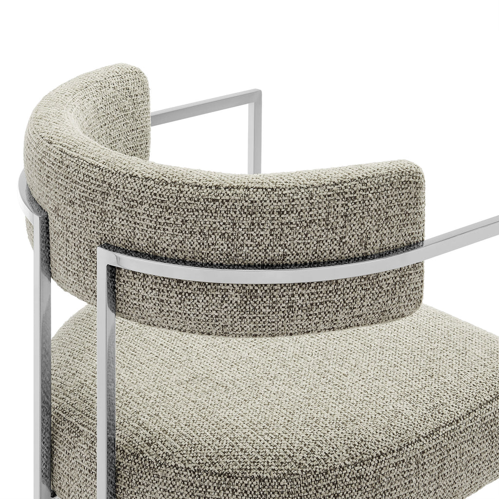 Huron Curved Back Fabric and Metal Dining Accent Chair - Silver Wheat