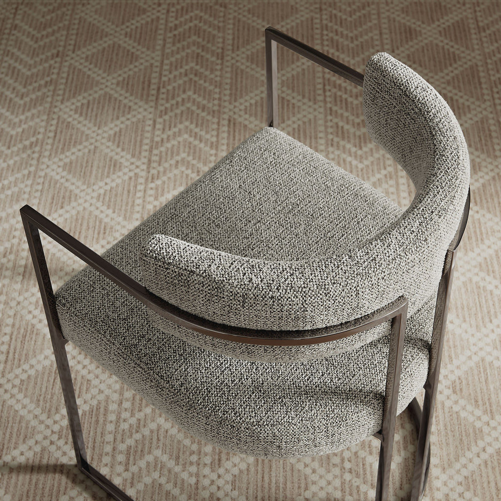 Huron Curved Back Fabric and Metal Dining Accent Chair - Silver Wheat