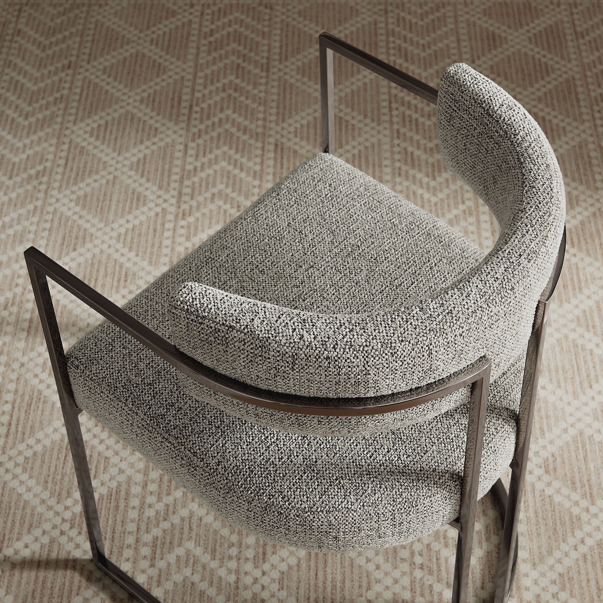 Huron Curved Back Fabric and Metal Dining Accent Chair - Silver Wheat