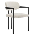 Elio Barrel Fabric and Metal Dining Chair - Black Cream