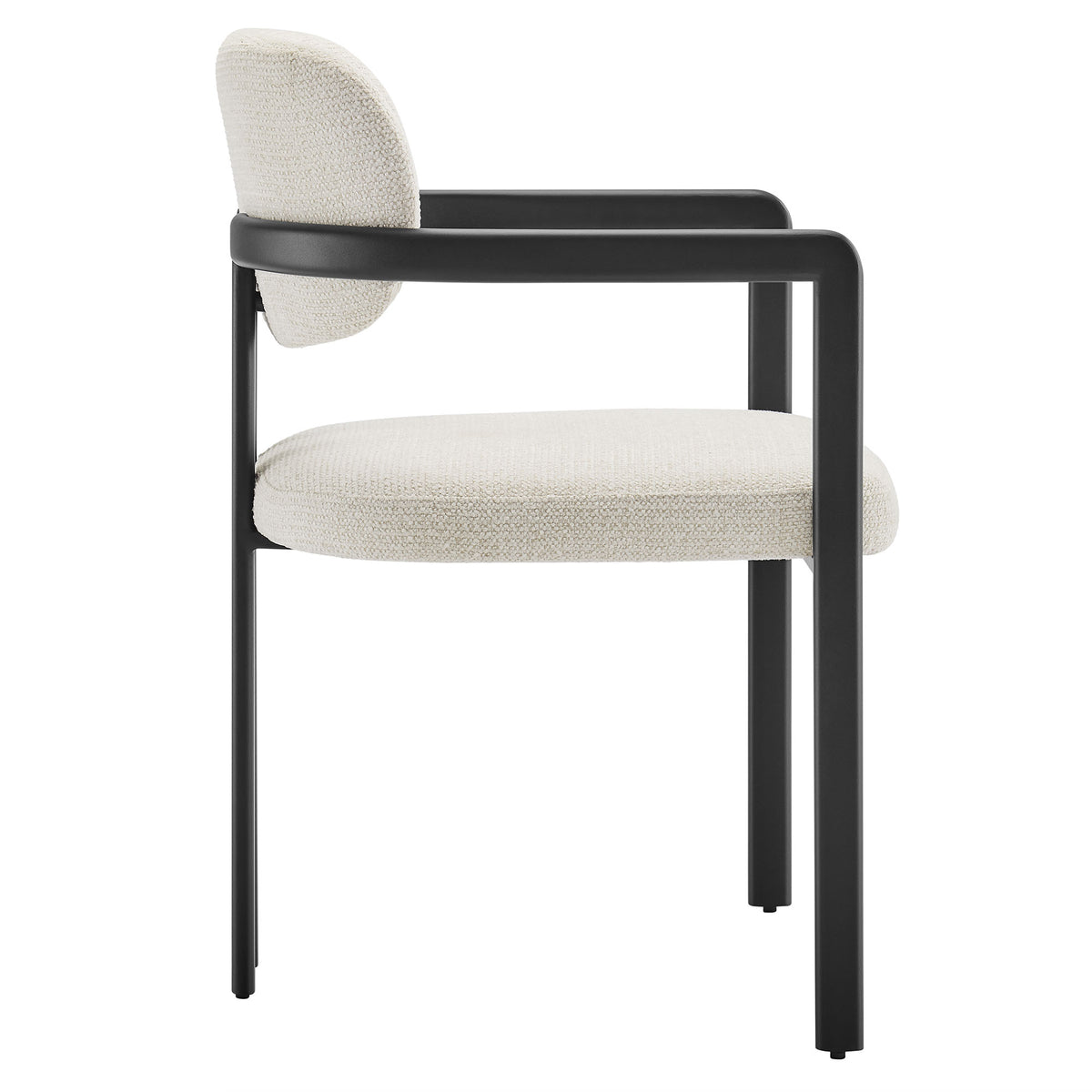 Elio Barrel Fabric and Metal Dining Chair - Black Cream