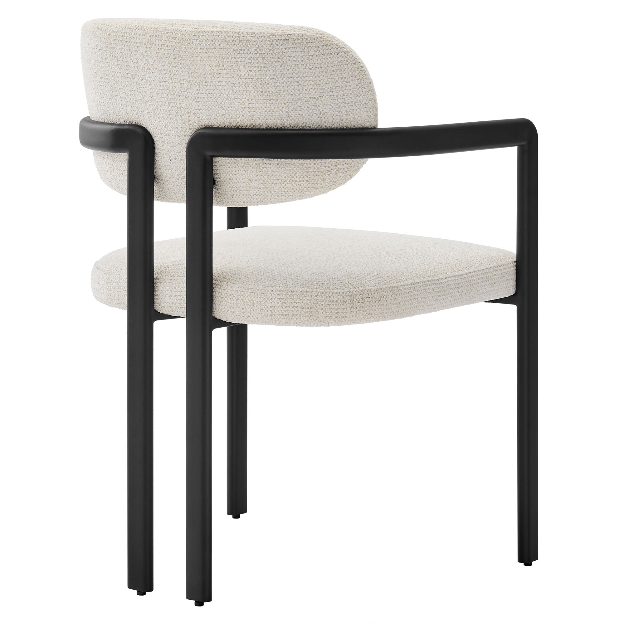 Elio Barrel Fabric and Metal Dining Chair - Black Cream