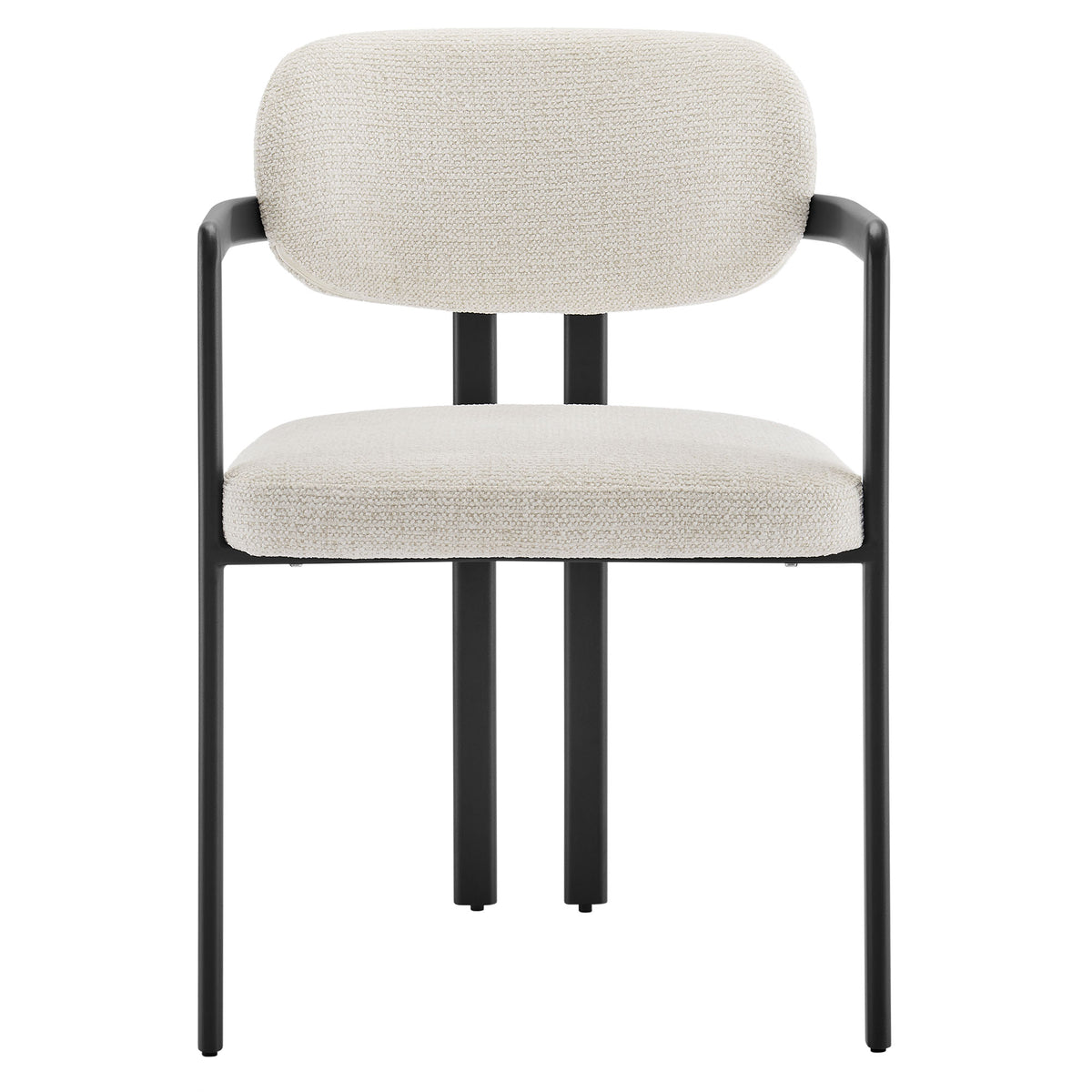 Elio Barrel Fabric and Metal Dining Chair - Black Cream