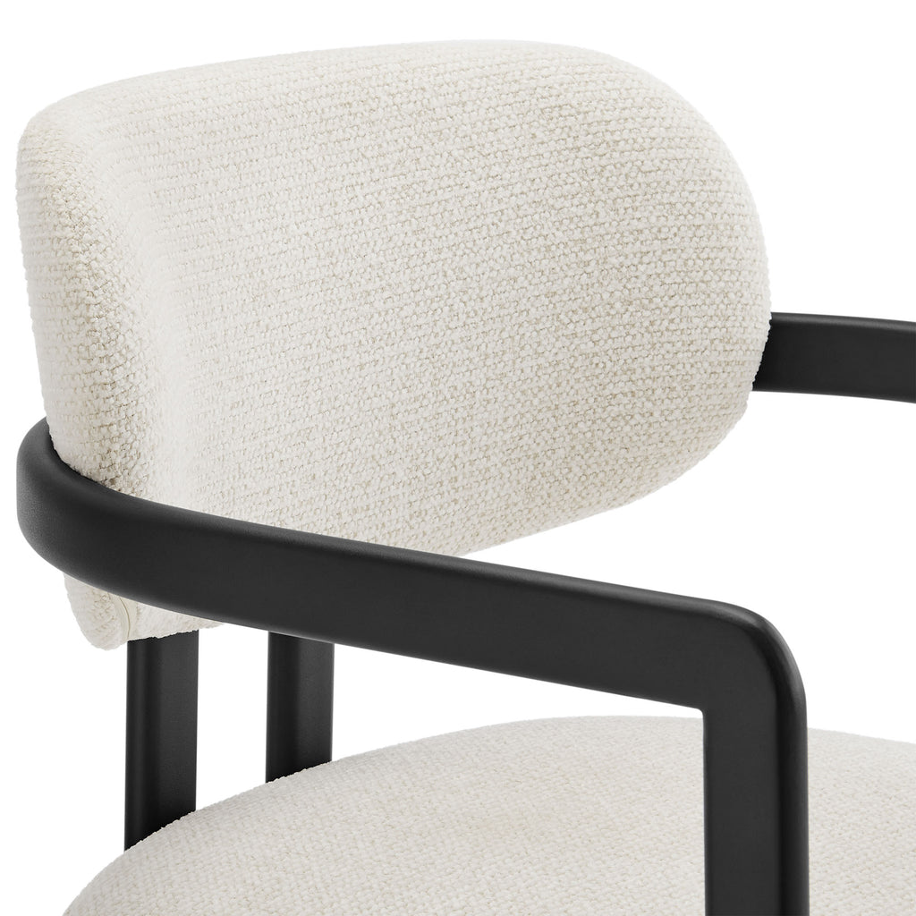 Elio Barrel Fabric and Metal Dining Chair - Black Cream