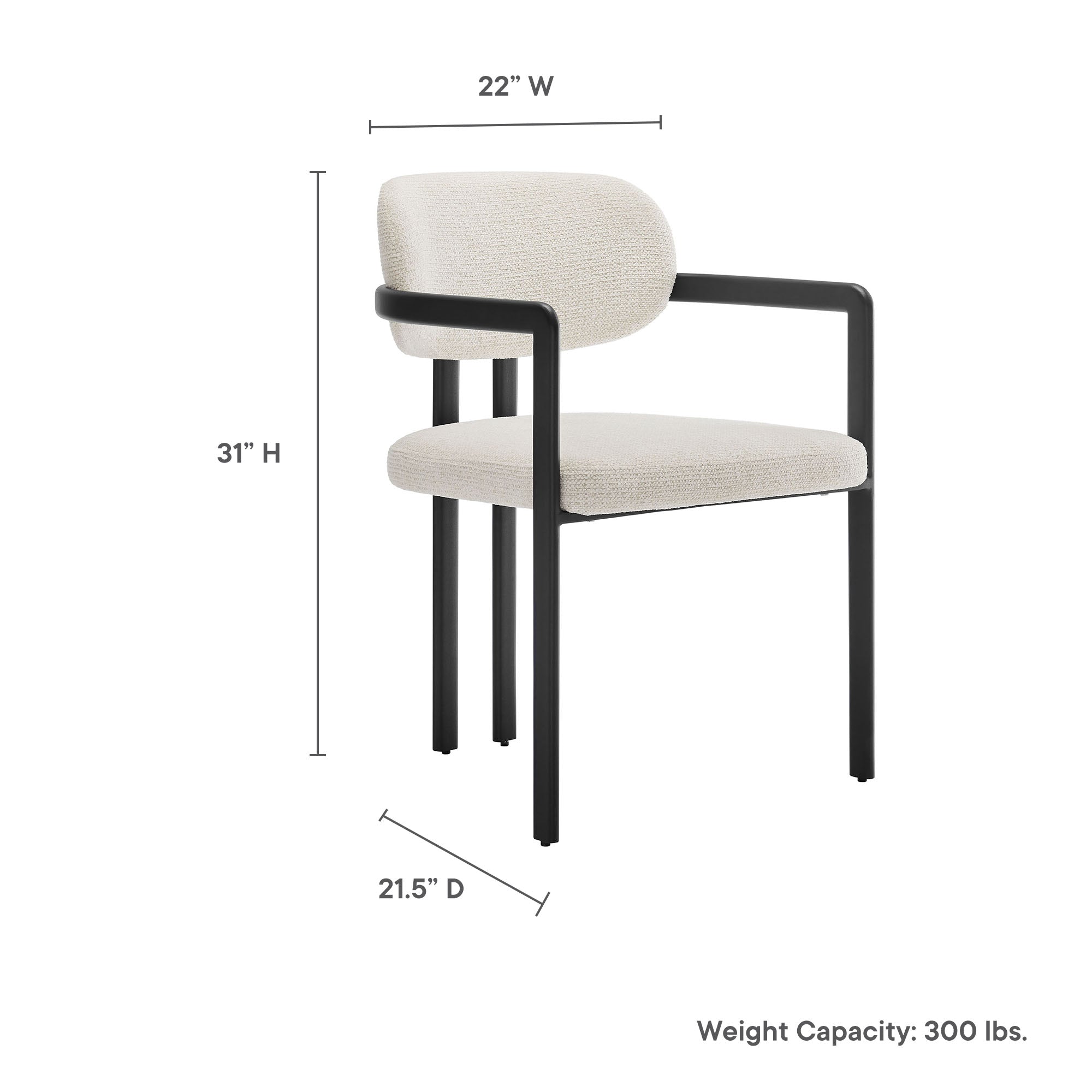 Elio Barrel Fabric and Metal Dining Chair - Black Cream