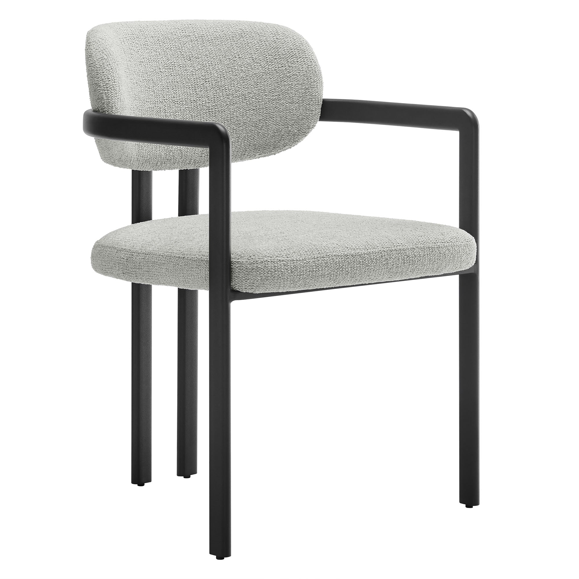 Elio Barrel Fabric and Metal Dining Chair - Black Dove Gray