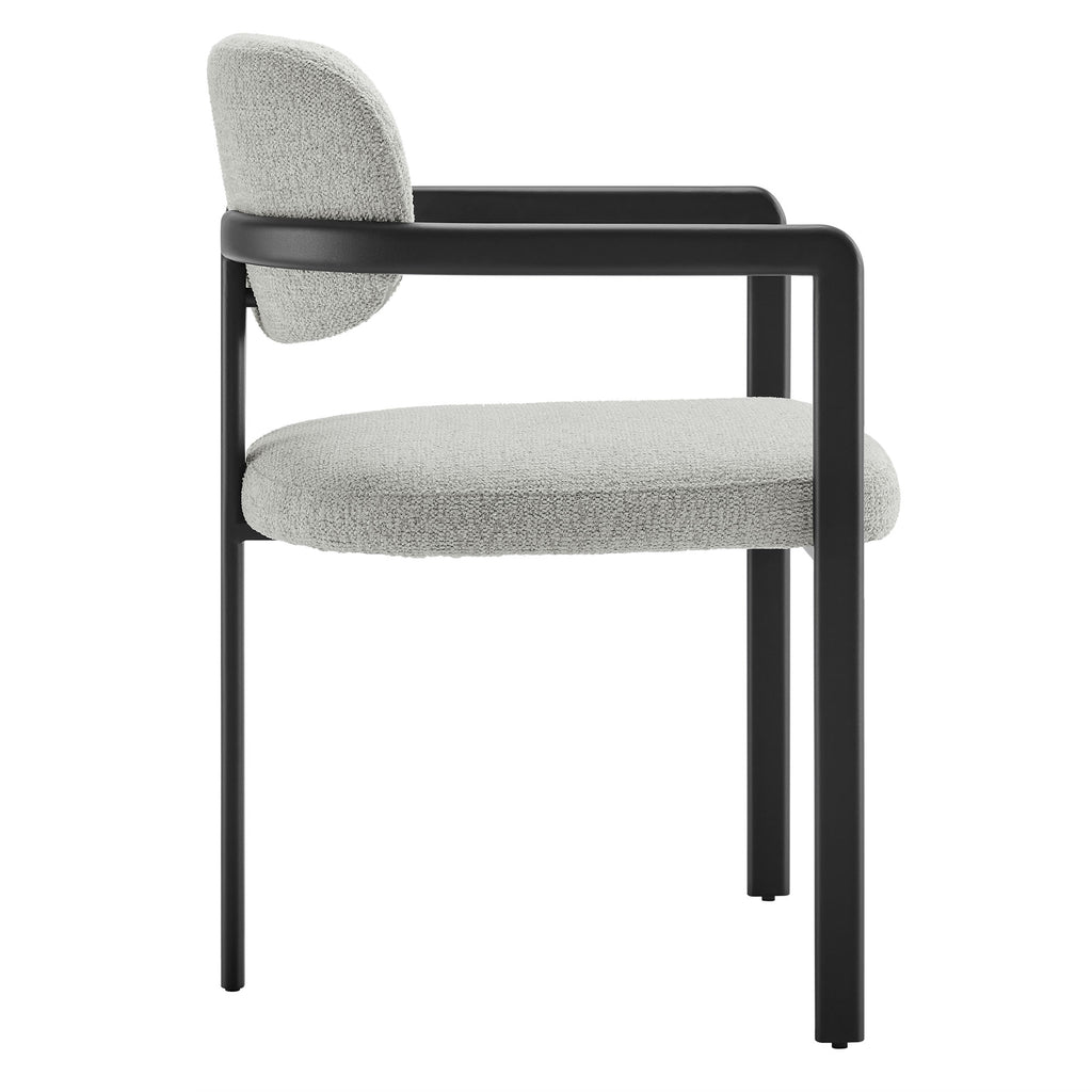 Elio Barrel Fabric and Metal Dining Chair - Black Dove Gray