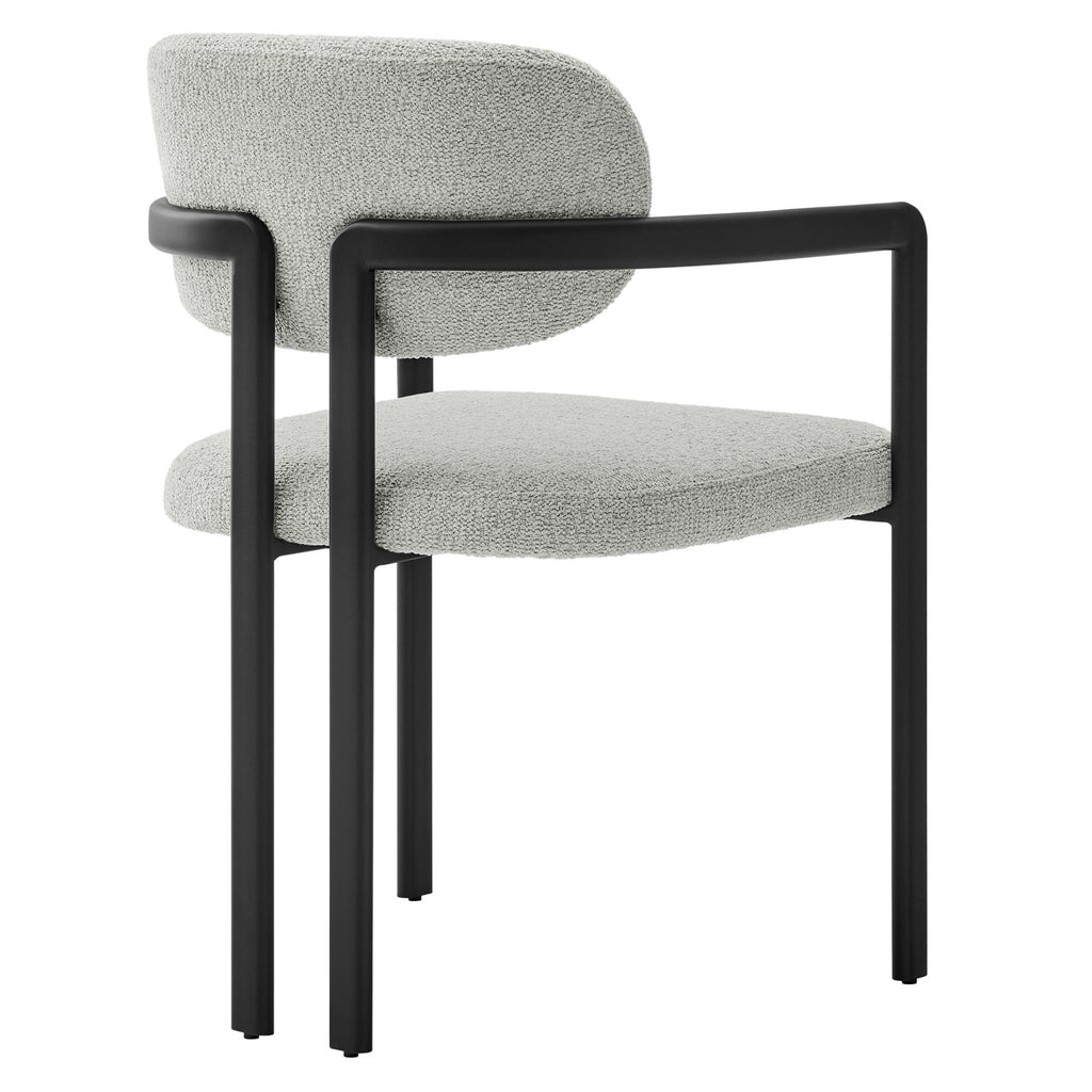 Elio Barrel Fabric and Metal Dining Chair - Black Dove Gray