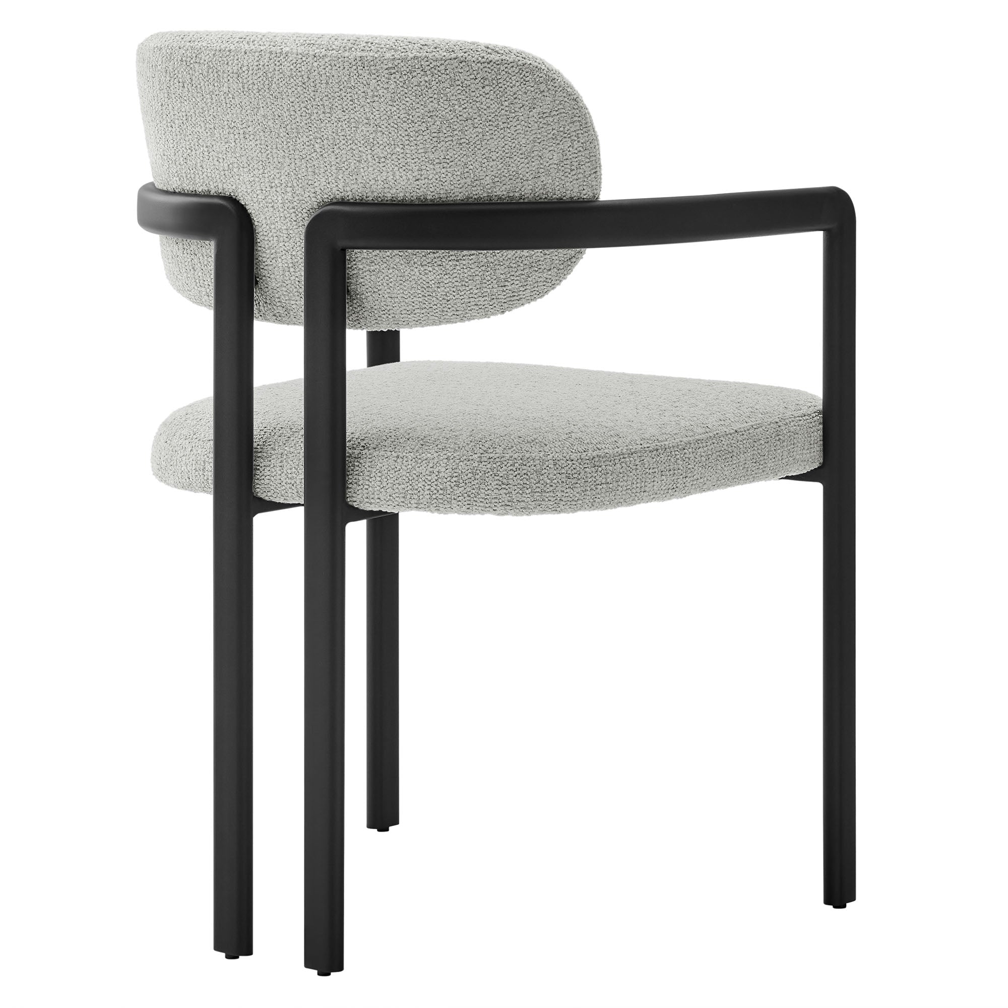 Elio Barrel Fabric and Metal Dining Chair - Black Dove Gray