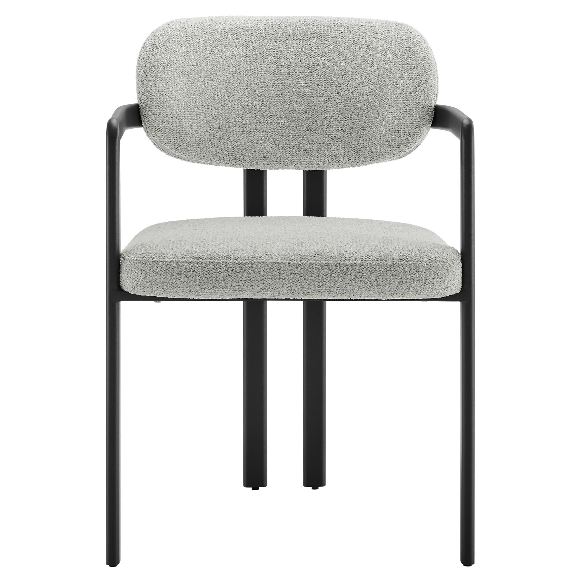 Elio Barrel Fabric and Metal Dining Chair - Black Dove Gray