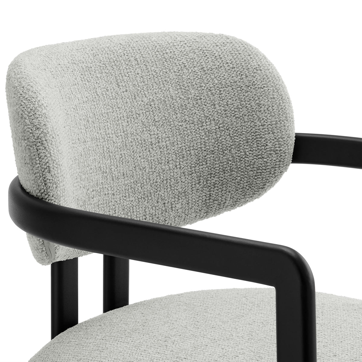 Elio Barrel Fabric and Metal Dining Chair - Black Dove Gray