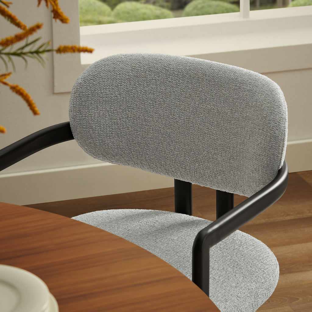 Elio Barrel Fabric and Metal Dining Chair - Black Dove Gray