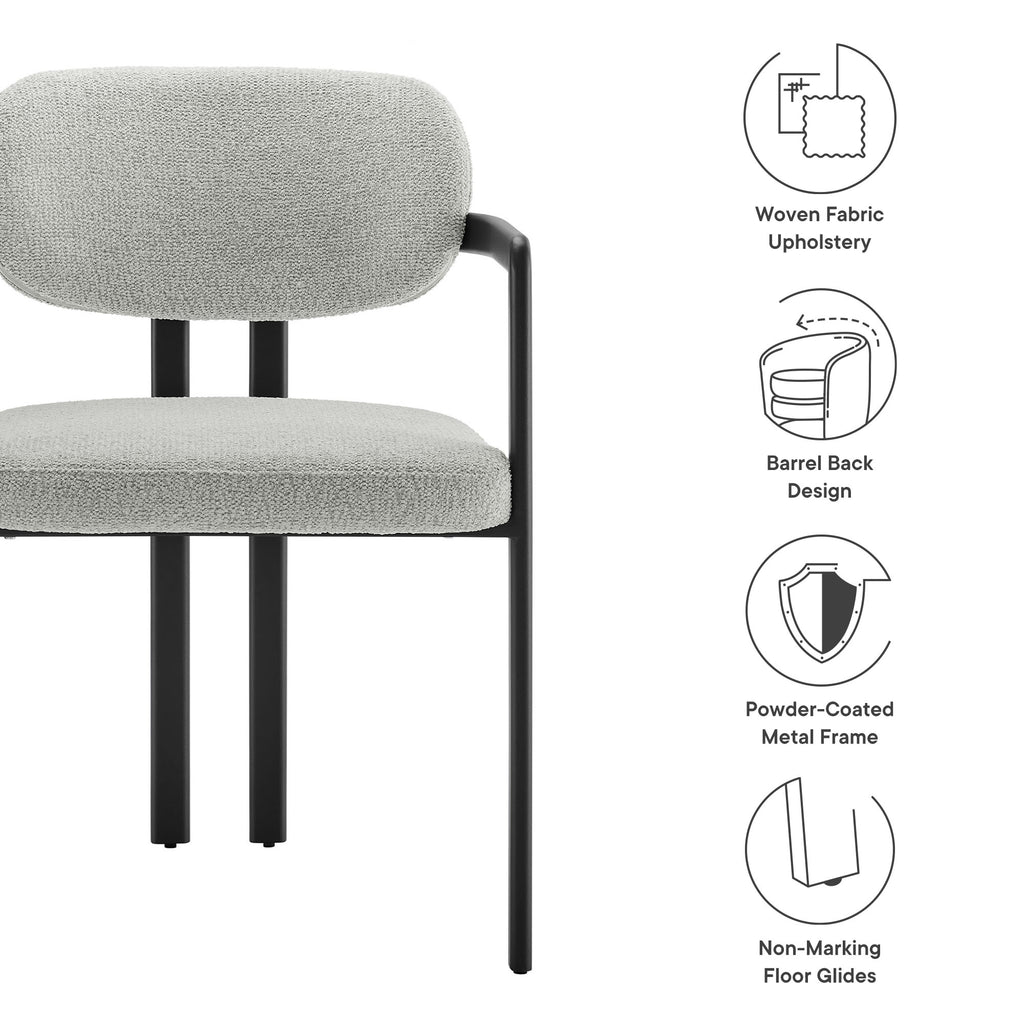 Elio Barrel Fabric and Metal Dining Chair - Black Dove Gray