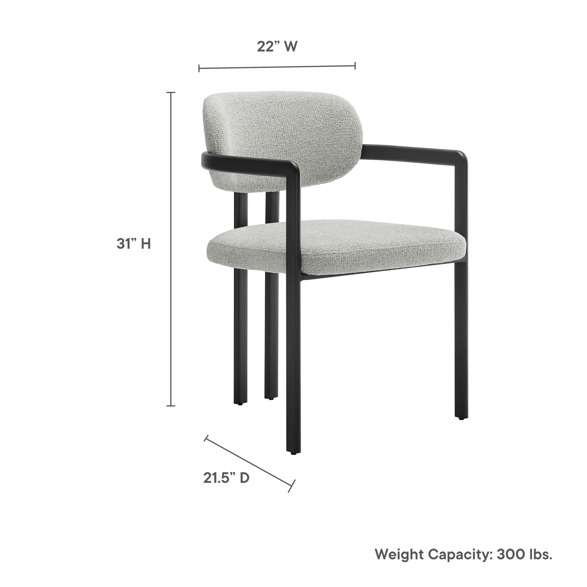 Elio Barrel Fabric and Metal Dining Chair - Black Dove Gray