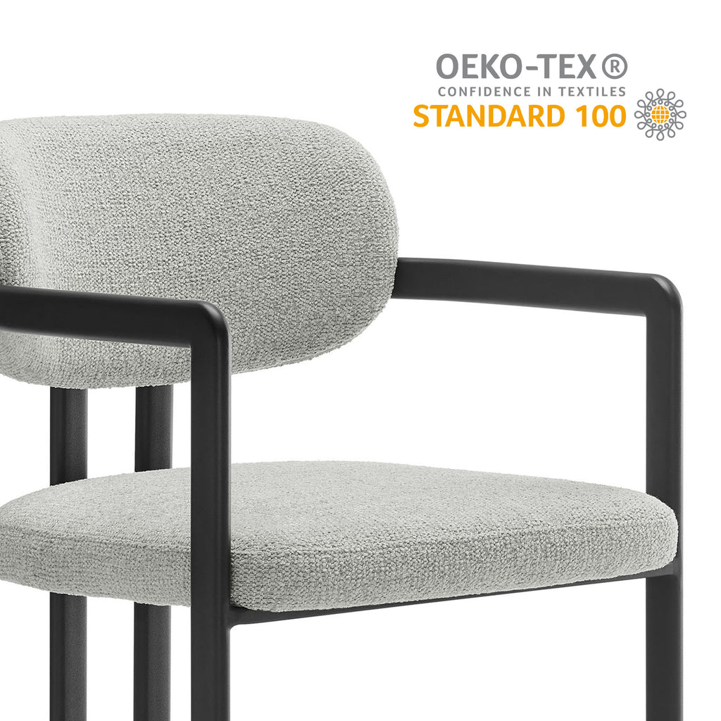 Elio Barrel Fabric and Metal Dining Chair - Black Dove Gray