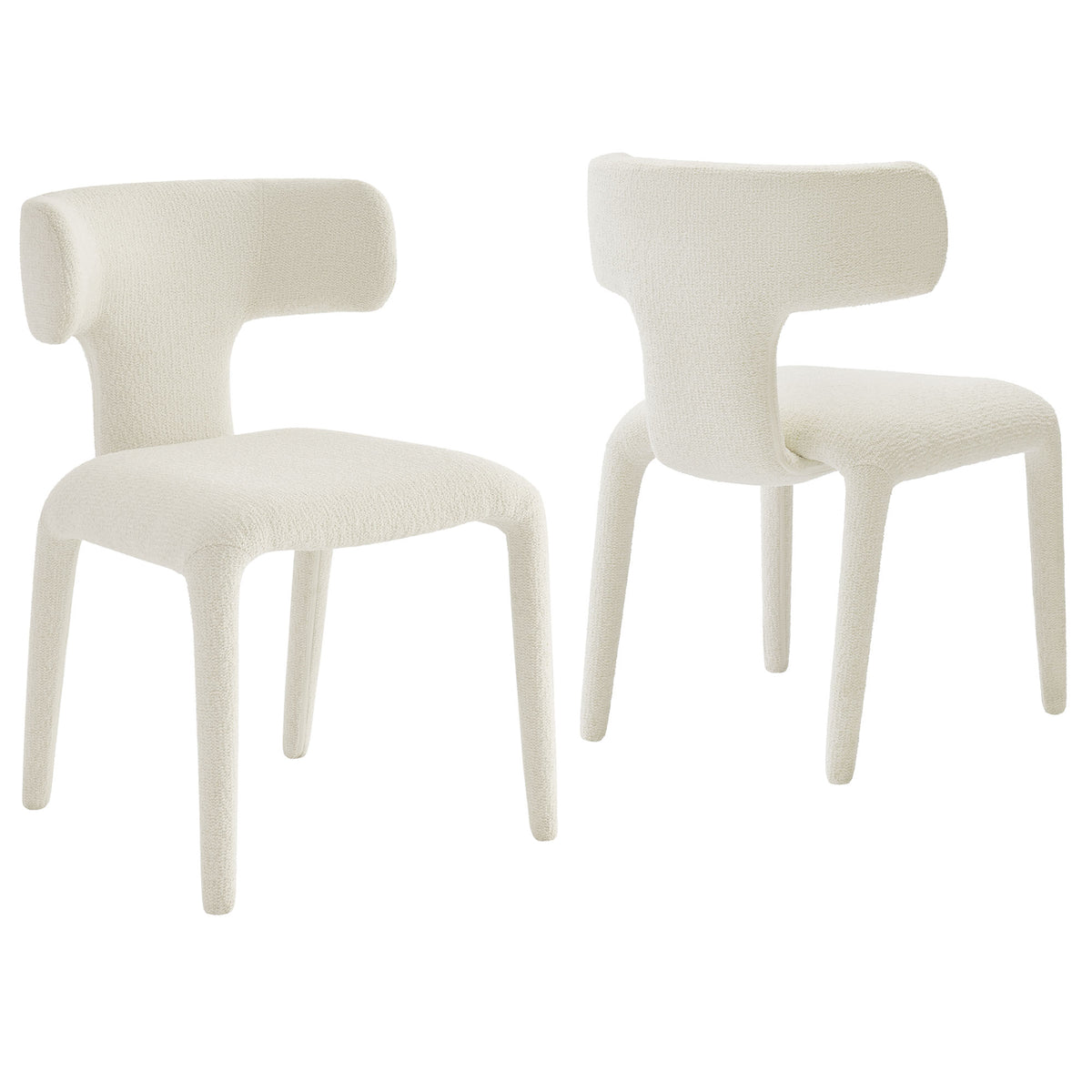 Stellan Curved Back Boucle Upholstered Dining Chair Set of 2 - Cream