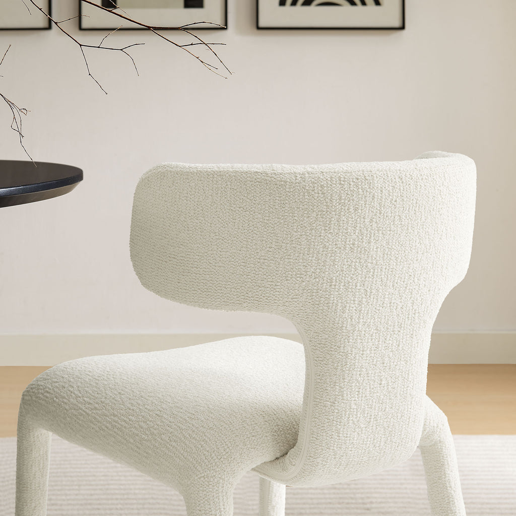 Stellan Curved Back Boucle Upholstered Dining Chair Set of 2 - Cream