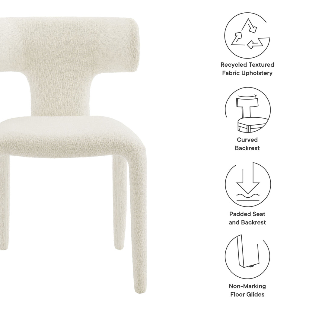 Stellan Curved Back Boucle Upholstered Dining Chair Set of 2 - Cream