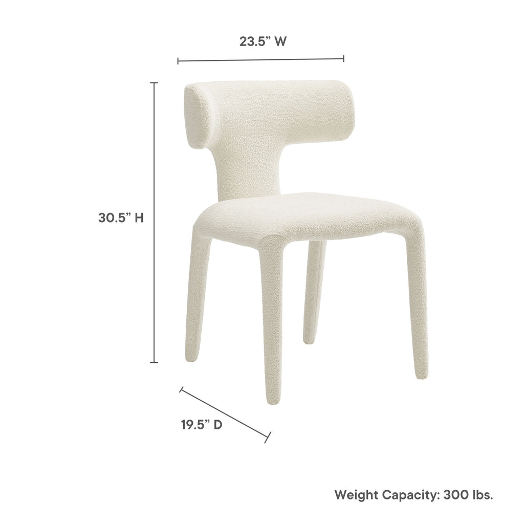 Stellan Curved Back Boucle Upholstered Dining Chair Set of 2 - Cream