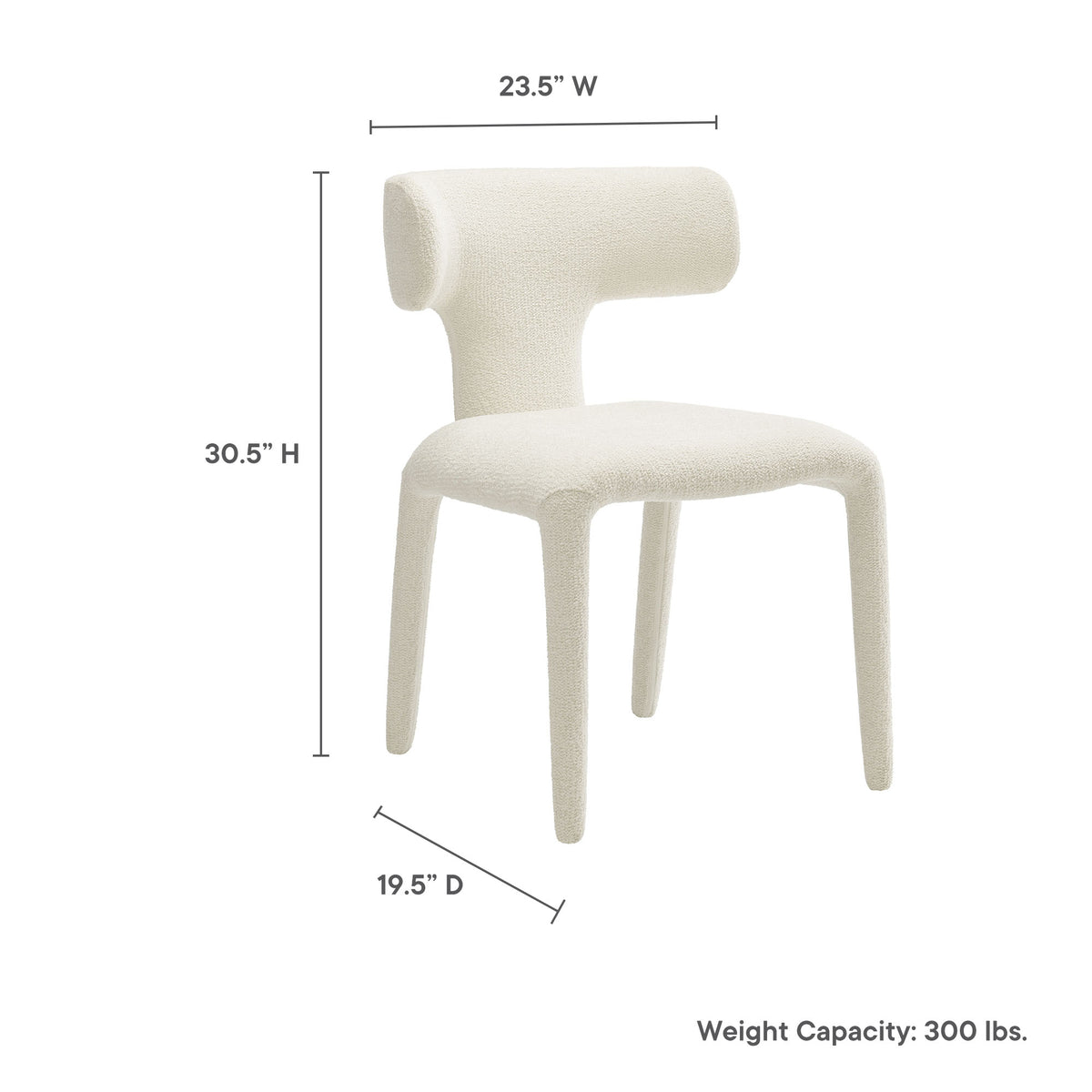 Stellan Curved Back Boucle Upholstered Dining Chair Set of 2 - Cream