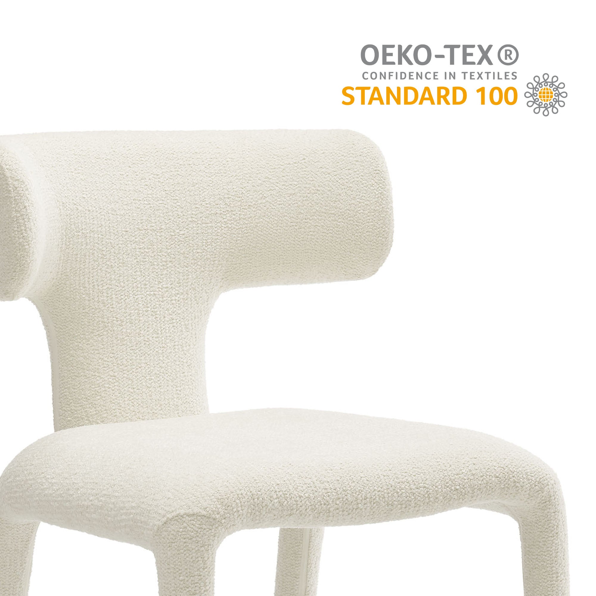 Stellan Curved Back Boucle Upholstered Dining Chair Set of 2 - Cream