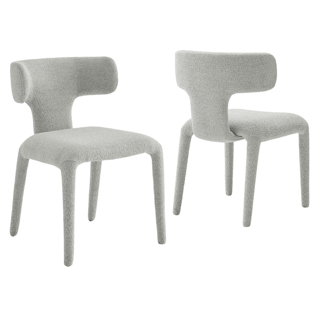 Stellan Curved Back Boucle Upholstered Dining Chair Set of 2 - Dove Gray