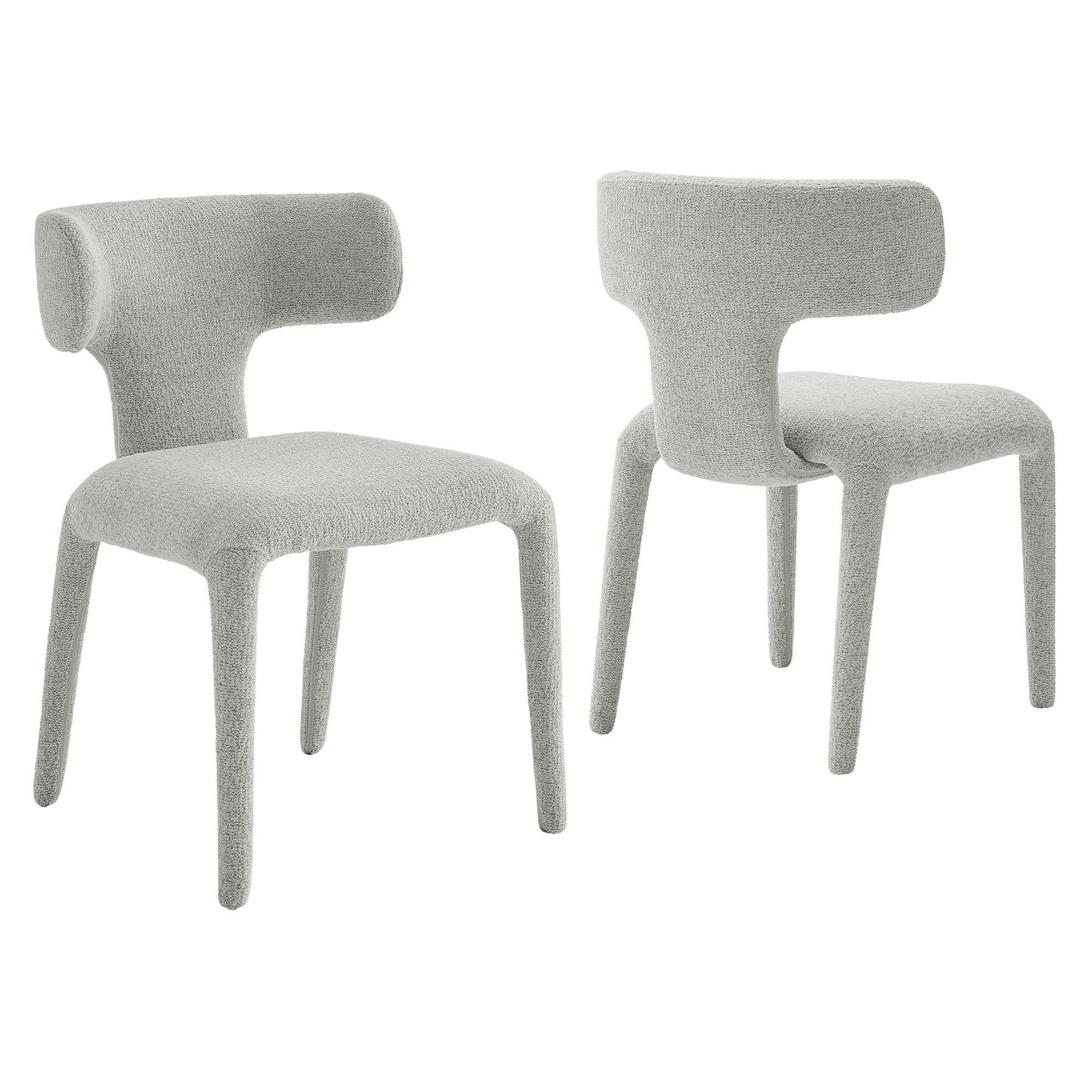 Stellan Curved Back Boucle Upholstered Dining Chair Set of 2 - Dove Gray